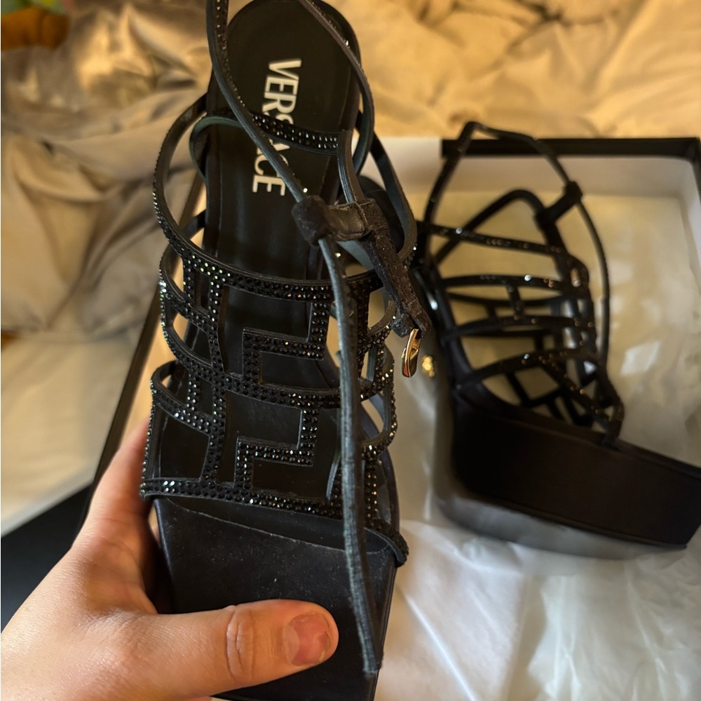 Versace Women's Black Strappy Heels